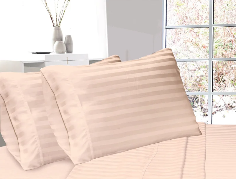 يسكن أغطية وسائد من الساتان الخيزران الفاخر بنسيج  خيط وخطوط عريضة